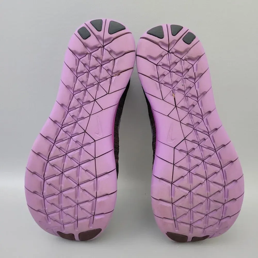 Rare Nike Womens Free RN Flyknit Size 9 Purple Black Athletic Running Shoe